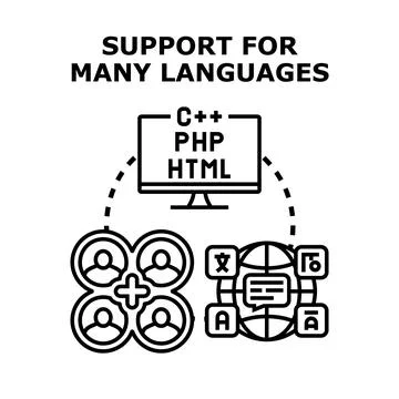 Supporting many program coding and natural languages 库存插图