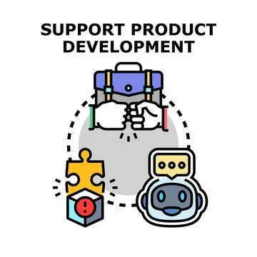 Supporting product development with teamwork and artificial intelligence Stock Illustration