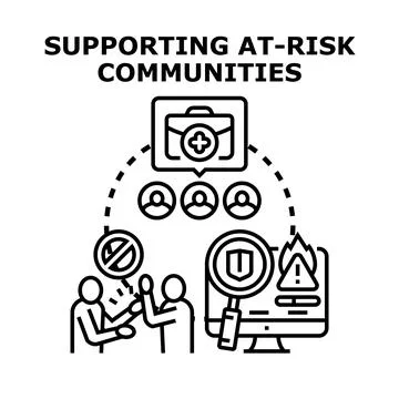 Supporting at risk communities with aid and protection programs Illustrazione stock