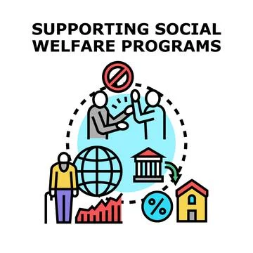 Supporting social welfare programs in communities aiding elderly people Illustrazione stock