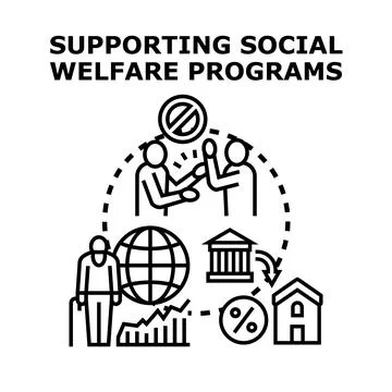 Supporting social welfare programs in communities aiding elderly people Stock Illustration