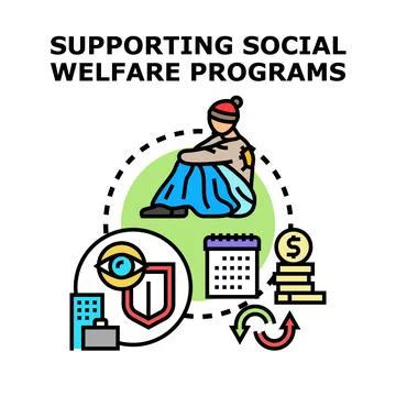 Supporting social welfare programs concept illustration Illustrazione stock