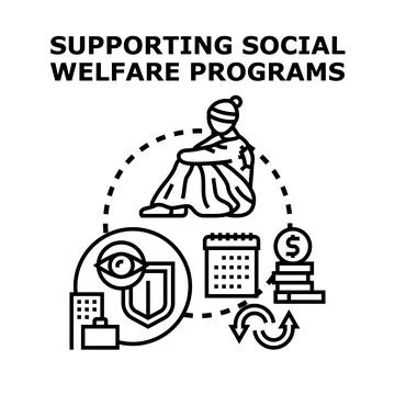 Supporting social welfare programs concept illustration Illustrazione stock