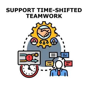 Supporting time shifted teamwork and asynchronous collaboration Stock Illustration