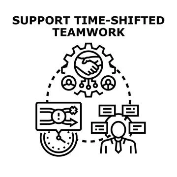 Supporting time shifted teamwork and asynchronous collaboration Stock Illustration