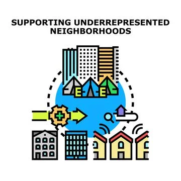 Supporting underrepresented neighborhoods with community development initia.. Stock-Illustration