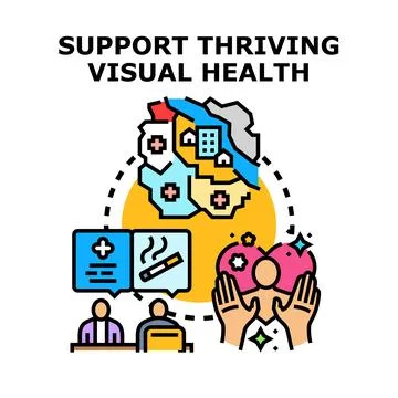 Supporting visual health and quality of life concept Stock Illustration