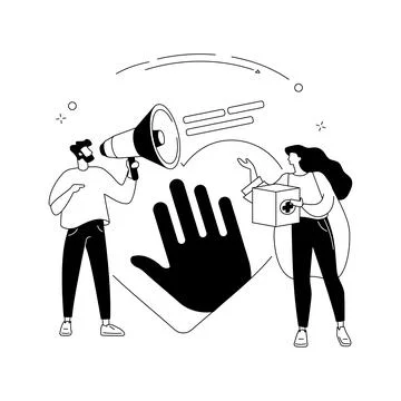 Supporting volunteering abstract concept vector illustration. Stock Illustration