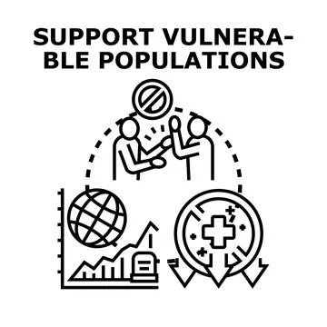 Supporting vulnerable communities and reducing global hardship Stock Illustration