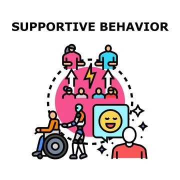 Supportive behavior helping people with accessibility and happy emotions Stock Illustration