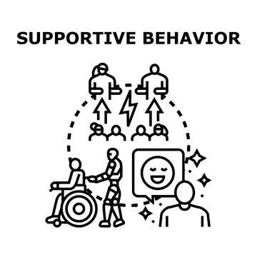 Supportive behavior helping people with accessibility and happy emotions Stock Illustration