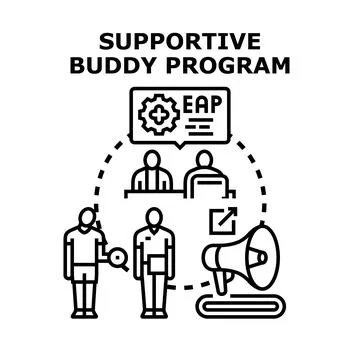 Supportive buddy program assisting employee assistance service Stock Illustration