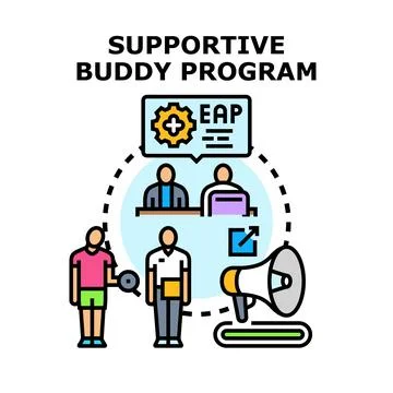 Supportive buddy program assisting employee assistance service Stock Illustration
