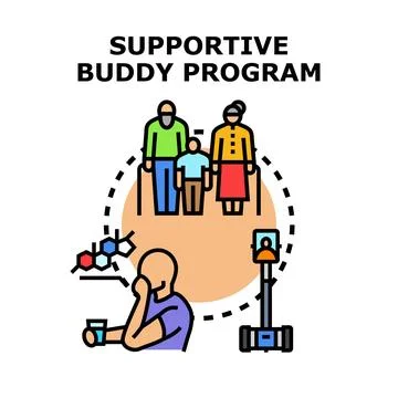 Supportive buddy program for elderly people Ilustração Stock