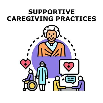 Supportive caregiving practices providing elderly healthcare and assistance Stock Illustration