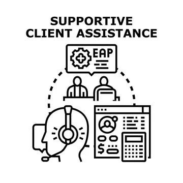 Supportive client assistance with employee program services 스톡 일러스트