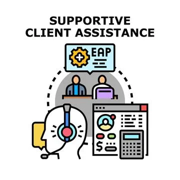 Supportive client assistance with employee program services Stock Illustration