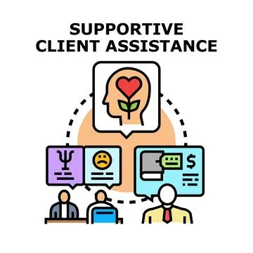 Supportive client assistance illustrating comprehensive help Stock Illustration