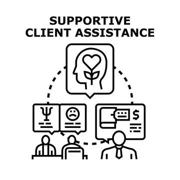 Supportive client assistance illustrating comprehensive help Stock Illustration