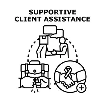 Supportive client assistance providing business partnership and support Stock Illustration