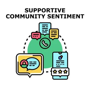 Supportive community sentiment online feedback network concept Stock Illustration