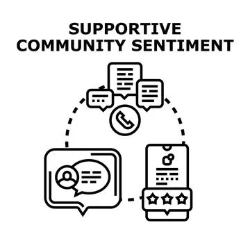 Supportive community sentiment online feedback network concept Stock Illustration