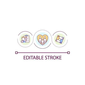 Supportive environment in workplace loop concept icon Stock Illustration