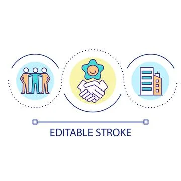 Supportive environment in workplace loop concept icon 스톡 일러스트