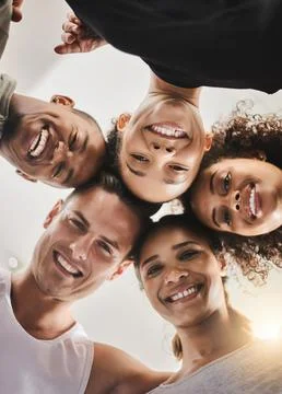 Supportive friends make all the difference in getting fit. Low angle shot of a Stock Photos