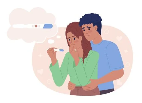 Supportive husband during pregnancy test reveal 2D vector isolated illustration Иллюстрация