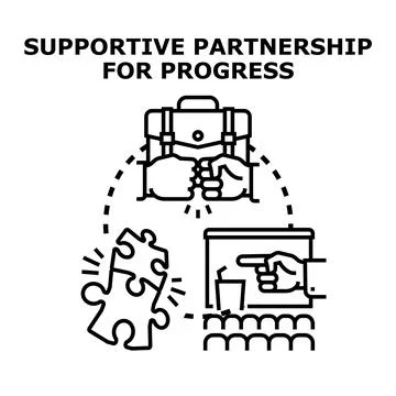 Supportive partnership for business progress and solution Stock Illustration