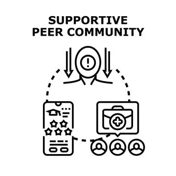 Supportive peer community offering help and mentorship Stock Illustration