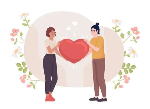 Supportive relationship flat concept vector editable illustration Stock Illustration