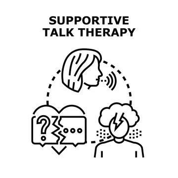 Supportive talk therapy aiding mental health healing Illustration
