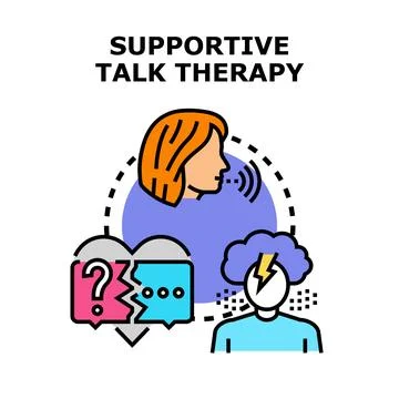 Supportive talk therapy aiding mental health healing Illustration