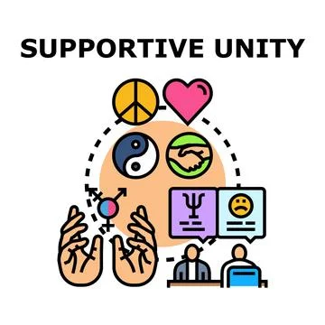 Supportive unity providing psychological help and social support Stock Illustration