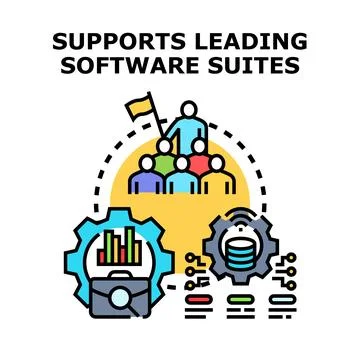Supports leading software suites with team collaboration system イラスト素材
