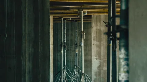 Supports of monolithic floor formwork at construction site Stock Footage 273150186