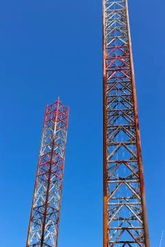 Supports offshore drilling rig in the shipyard for maintenance Stock Photos