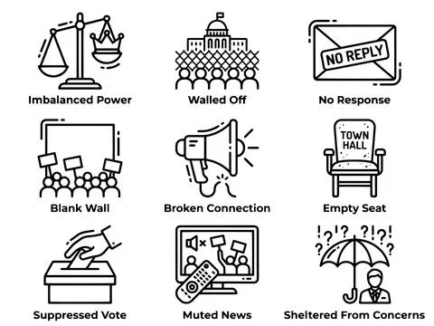 Suppressed Public Voice Icon Set with Muted News Stock Illustration