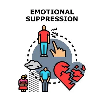 Suppressing emotions causing mental health problems and heartbreak Stock Illustration