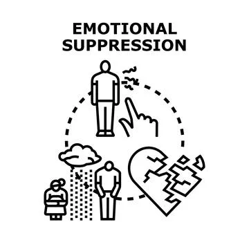 Suppressing emotions causing mental health problems and heartbreak Illustrazione stock
