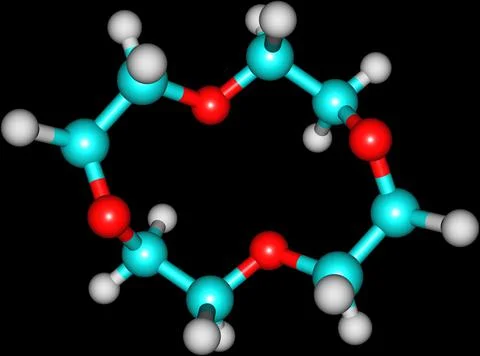 Supramolecule of crown ether on black background Stock Illustration
