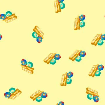 Supremacy quantum computer isometric icon seamless pattern Stock Illustration