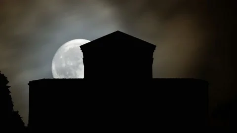Supreme Court of the United States, Time Lapse by Night with Full Moon Stock Footage 142689341
