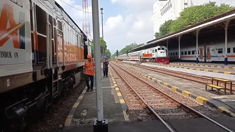 Surabaya East Java Indonesia. Train Journey: Departing. On June 17 2025 Stock Footage 313256080