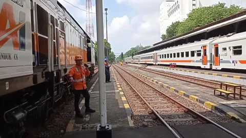 Surabaya East Java Indonesia. Train Journey: Departing. On June 17 2025 Stock Footage 313256083