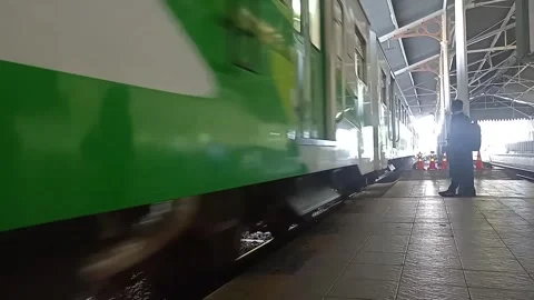 Surabaya East Java Indonesia. Train Journey: Departing. On June 17 2025 Stock Footage 313259205