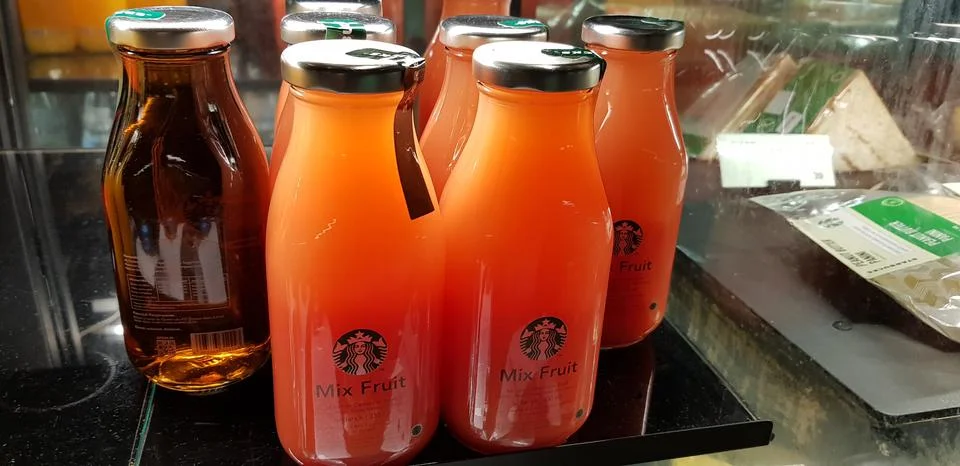 Surakarta, Central Java, Indonesia, 02 August 2022, Starbucks Orange Juice, m Stock Photos