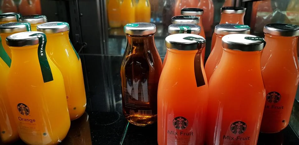 Surakarta, Central Java, Indonesia, 02 August 2022, Starbucks Orange Juice, m Stock Photos